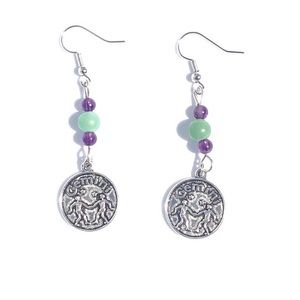 Amethyst And Aventurine Gemini Earrings